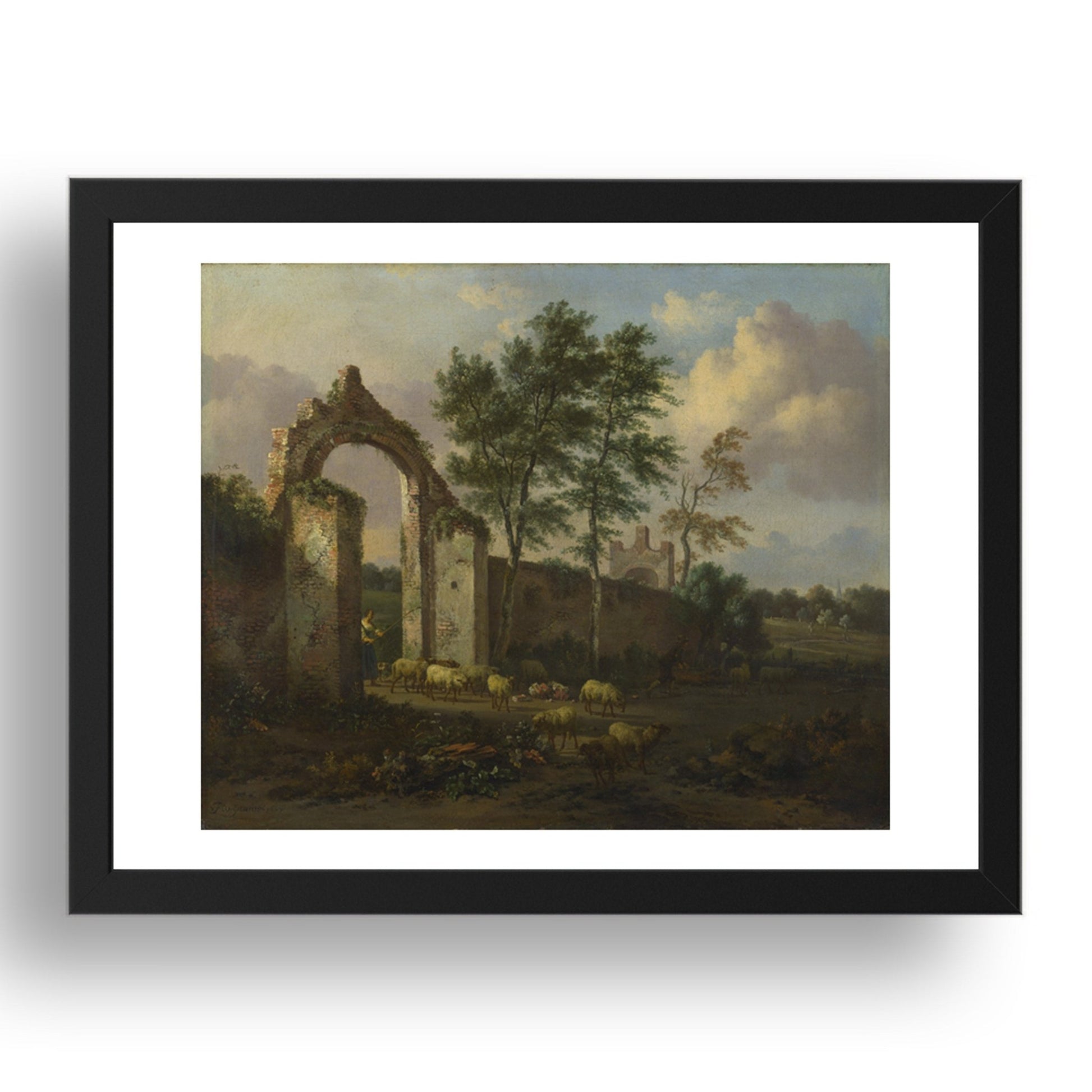Jan Wijnants: A Landscape with a Ruined Archway, Poster in 17x13"(A3) Frame