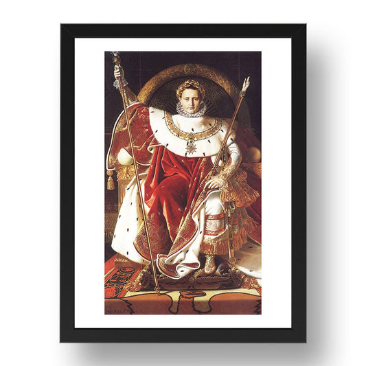 Jean-AD Ingres - Napoleon, Imperial Throne [1806], vintage artwork in A3 (17x13") Black Frame