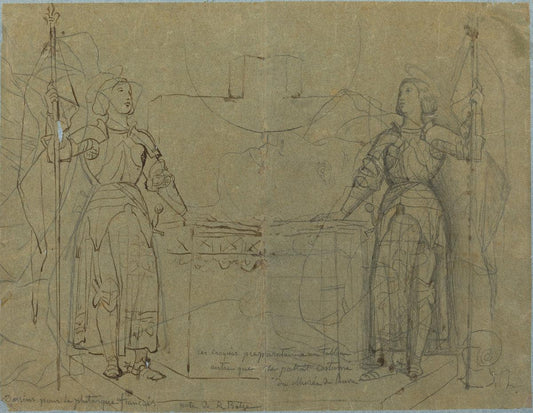 Jean-Auguste-Dominique Ingres:Joan of Arc Standing at the Al,16x12"(A3) Poster