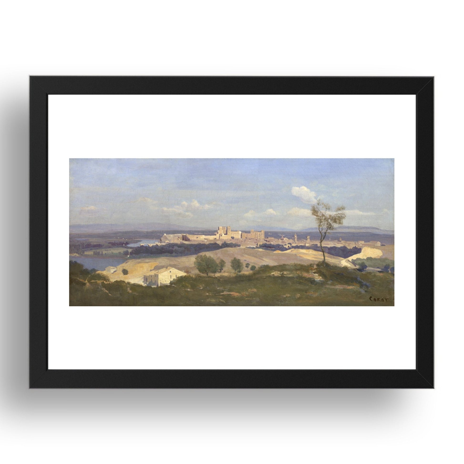 Jean Baptiste Camille Corot: Avignon from the West, Poster in 17x13"(A3) Frame