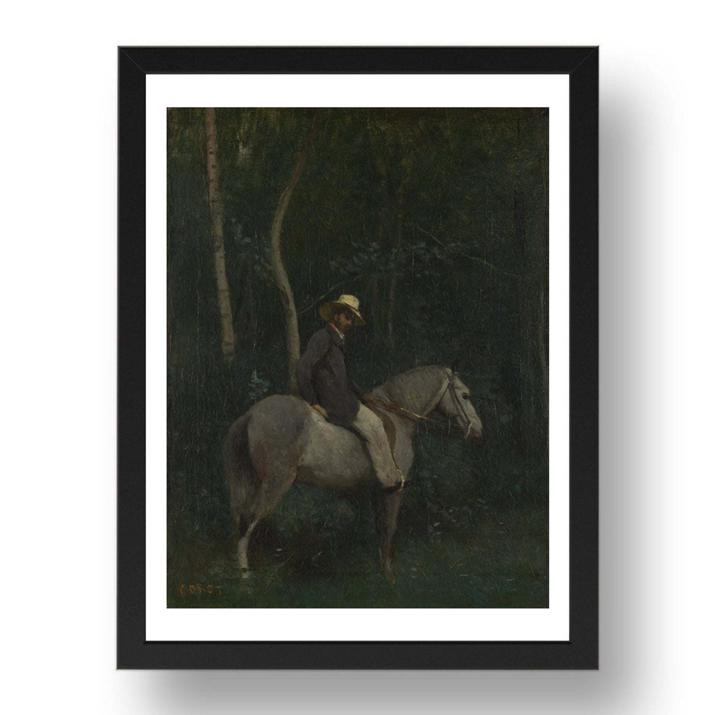 Jean Baptiste Camille Corot: Monsieur Pivot on Horseback, Poster in 17x13"(A3) Frame