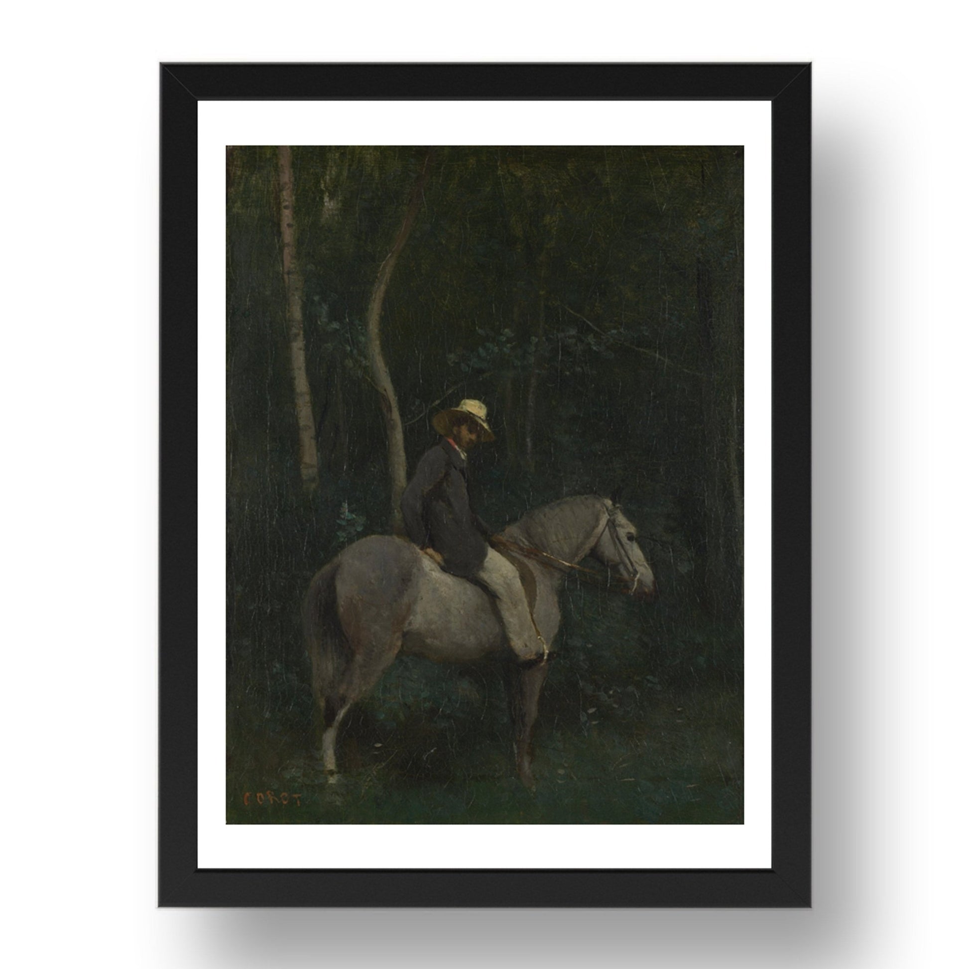 Jean Baptiste Camille Corot: Monsieur Pivot on Horseback, Poster in 17x13"(A3) Frame