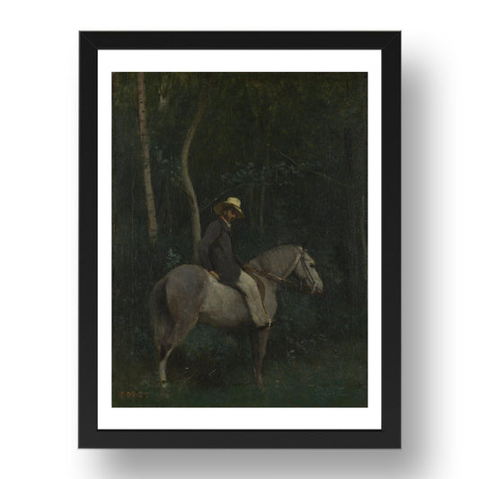 Jean Baptiste Camille Corot: Monsieur Pivot on Horseback, Poster in 17x13"(A3) Frame