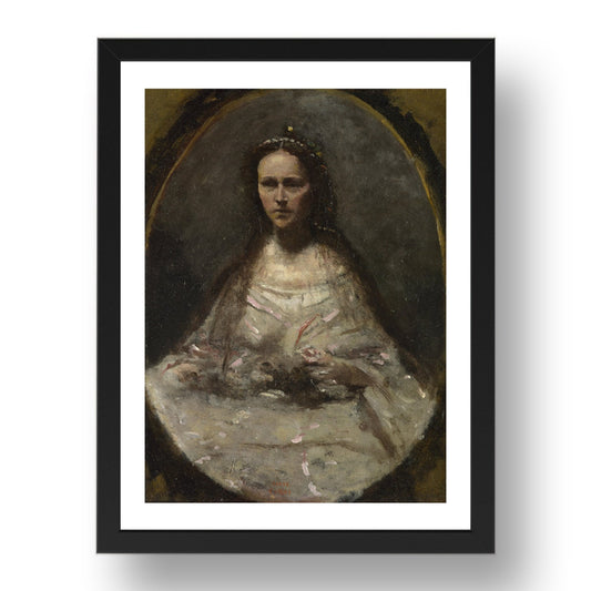Jean Baptiste Camille Corot: Sketch of a Woman in Bridal Dress, Poster in 17x13"(A3) Frame