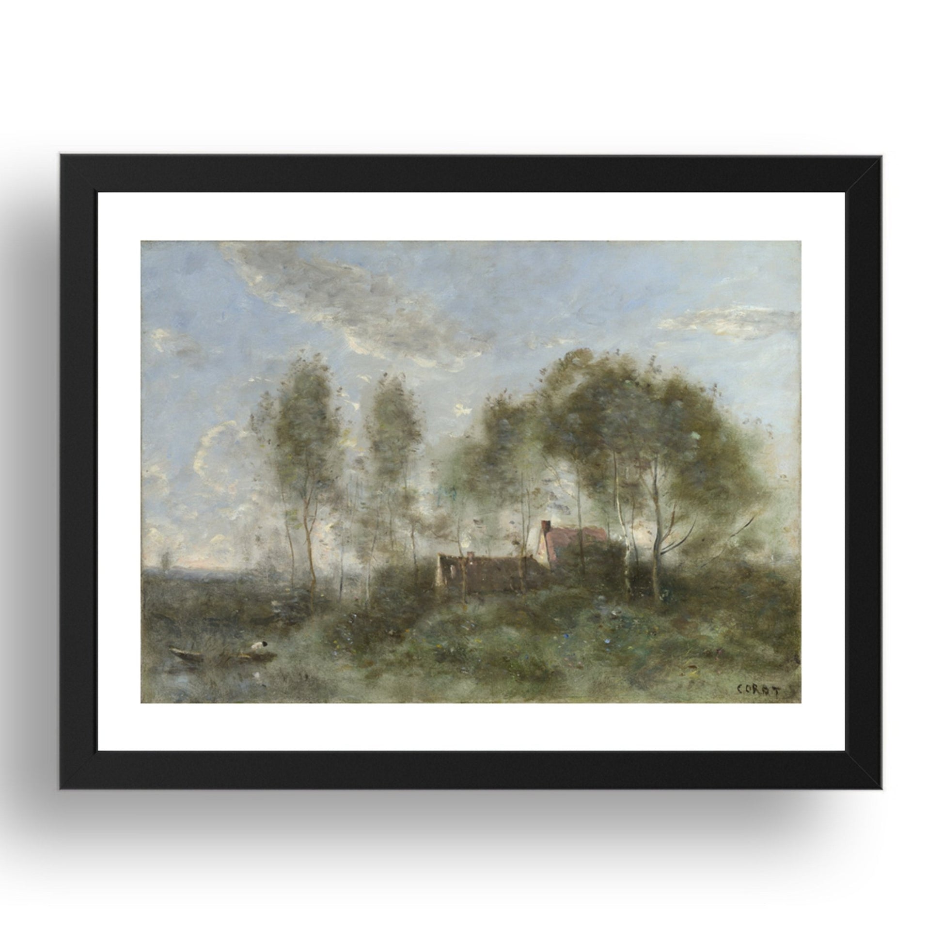 Jean Baptiste Camille Corot: Souvenir of a Journey to Coubron, Poster in 17x13"(A3) Frame