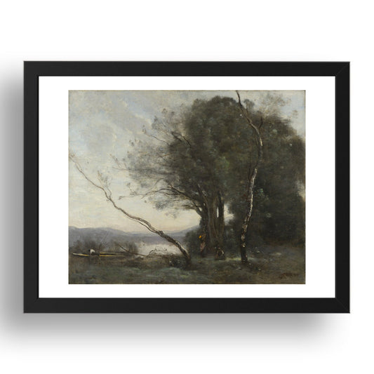 Jean Baptiste Camille Corot: The Leaning Tree Trunk, Poster in 17x13"(A3) Frame