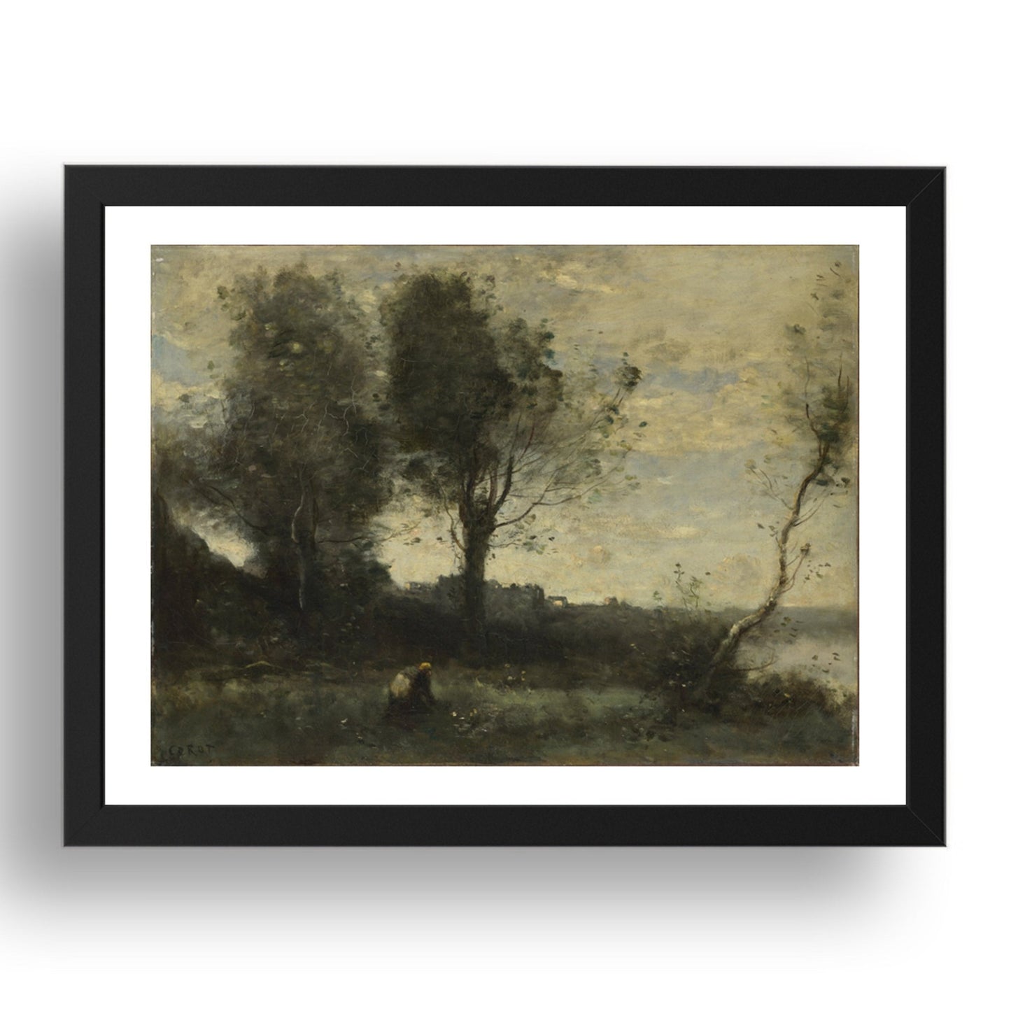 Jean Baptiste Camille Corot: The Wood Gatherer, Poster in 17x13"(A3) Frame