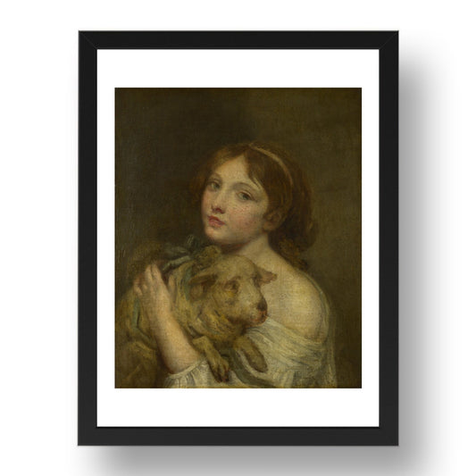 Jean Baptiste Greuze: A Girl with a Lamb, Poster in 17x13"(A3) Frame