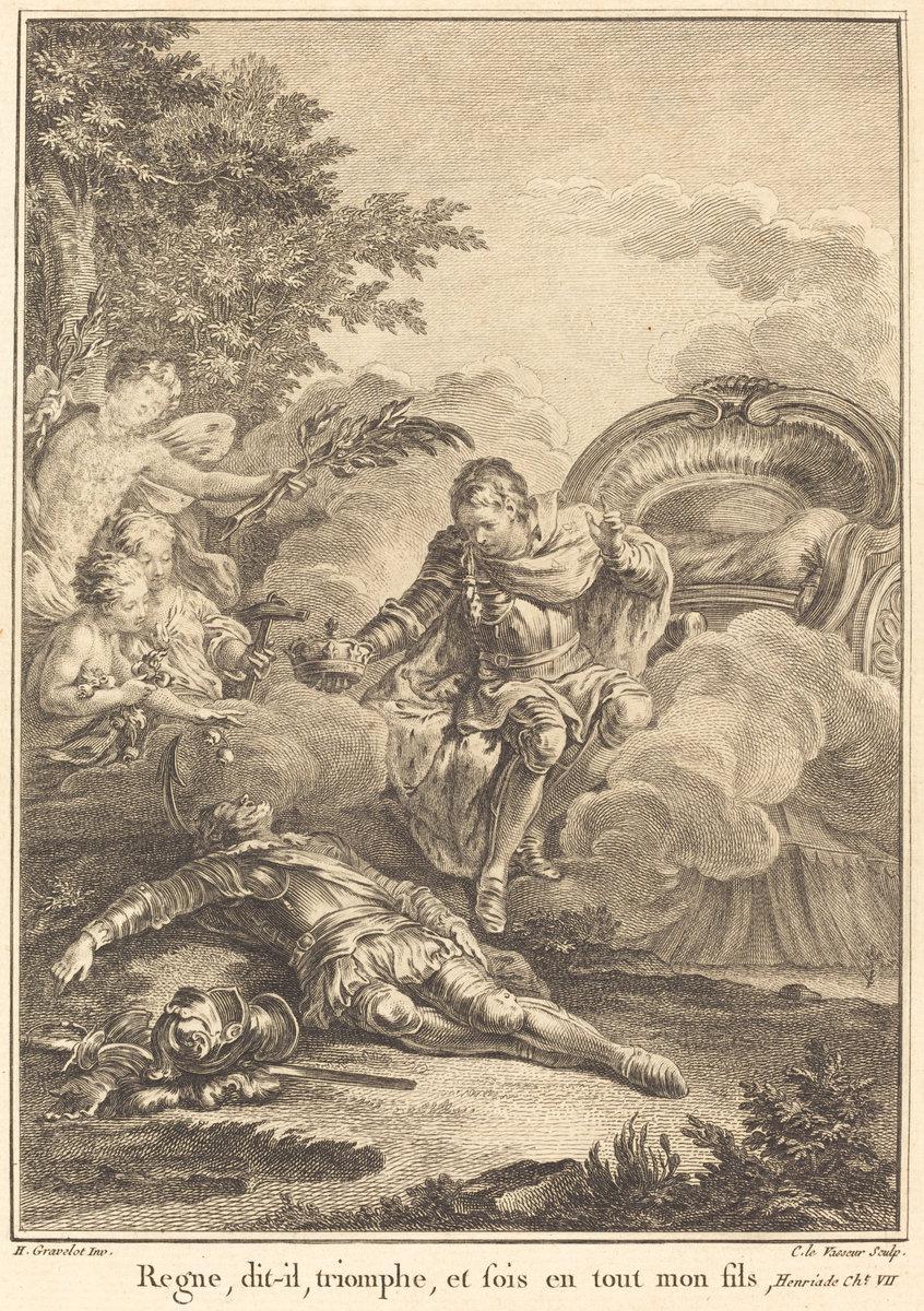 Jean Charles Levasseur after Hubert François Gravelot:Regne,,16x12"(A3) Poster