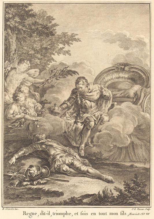 Jean Charles Levasseur after Hubert François Gravelot:Regne,,16x12"(A3) Poster