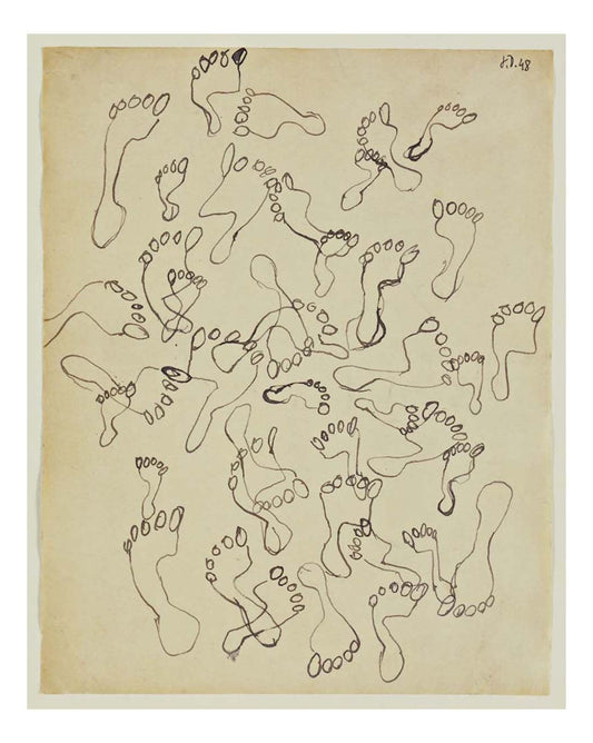 Jean Dubuffet - Footprints in the Sand, page from the sketchbook El Golea, II, 16x12" (A3) Poster Print