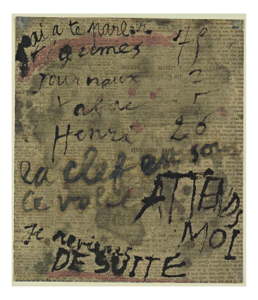 Jean Dubuffet - Message The Key is Under the Window-Shutter, 16x12" (A3) Poster Print