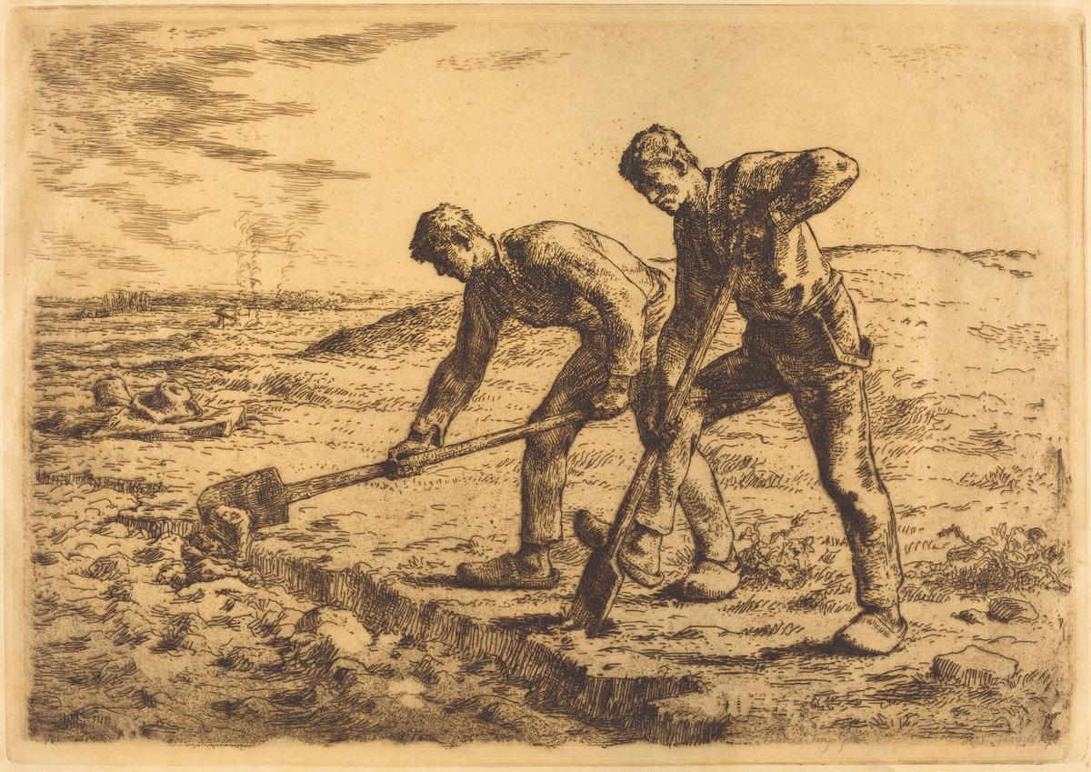 Jean-François Millet:The Diggers (Les becheurs),16x12"(A3) Poster