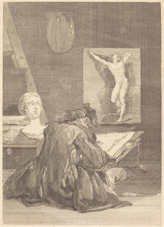 Jean-Jacques Flipart after Jean Siméon Chardin:Le Dessinateu,16x12"(A3) Poster