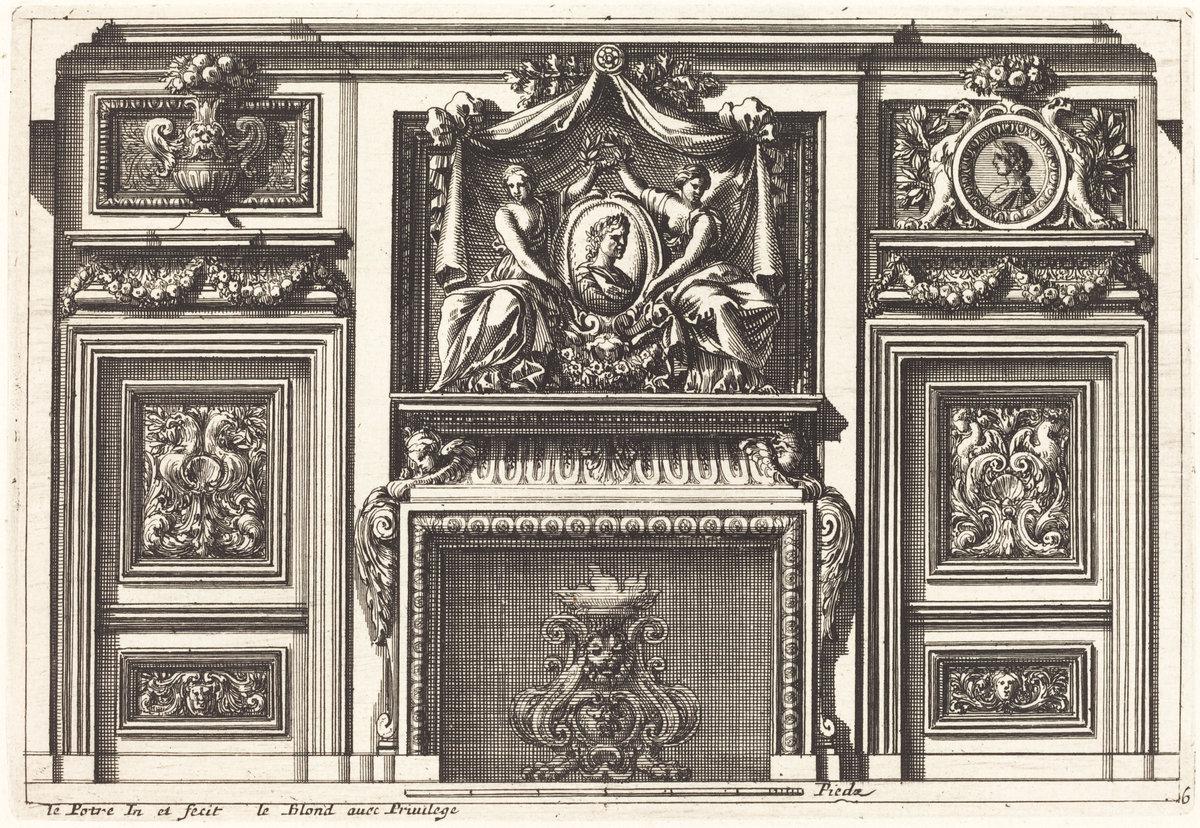 Jean Lepautre:Fireplaces and Other Interior Decorations,16x12"(A3) Poster