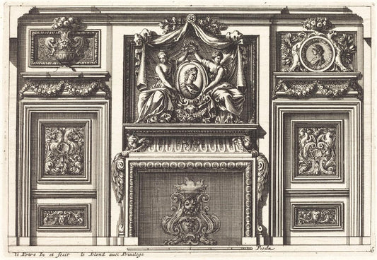 Jean Lepautre:Fireplaces and Other Interior Decorations,16x12"(A3) Poster