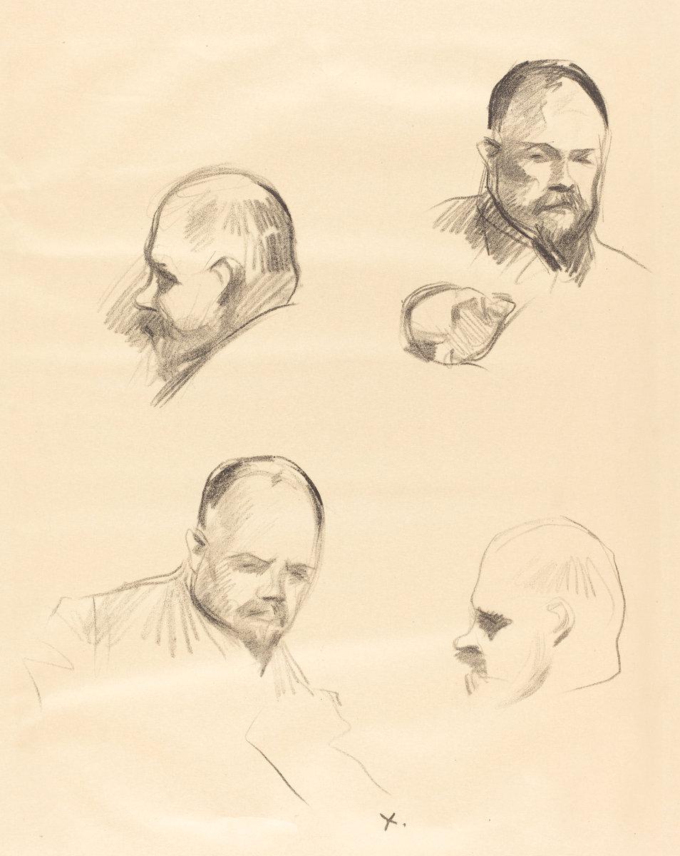 Jean-Louis Forain:Four Sketches of Ambroise Vollard,16x12"(A3) Poster