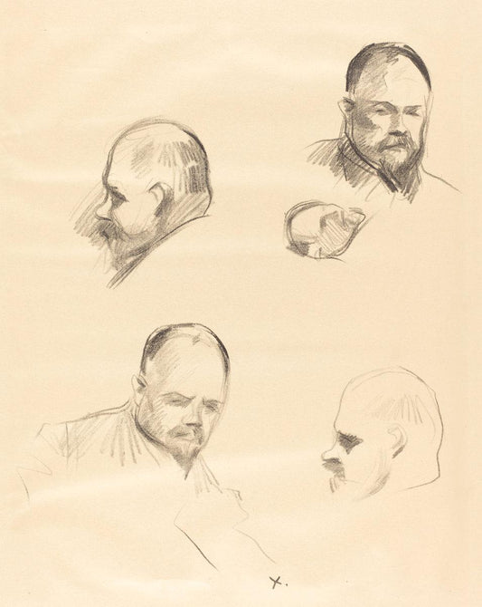 Jean-Louis Forain:Four Sketches of Ambroise Vollard,16x12"(A3) Poster