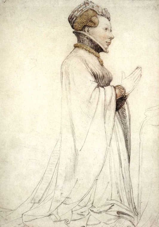 Jeanne de Boulogne, Duchess of Berry, vintage artwork by Hans Holbein the Younger, A3 (16x12") Poster Print