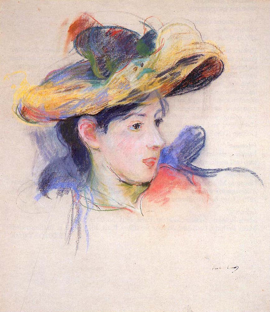 Jeanne Pontillon Wearing a Hat - 1893 - by Berthe Morisot, vintage art, modern poster print