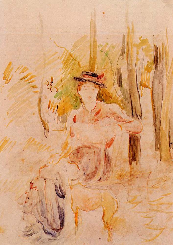 Jeune Fille a la Levrette - 1893 - by Berthe Morisot, vintage art, modern poster print