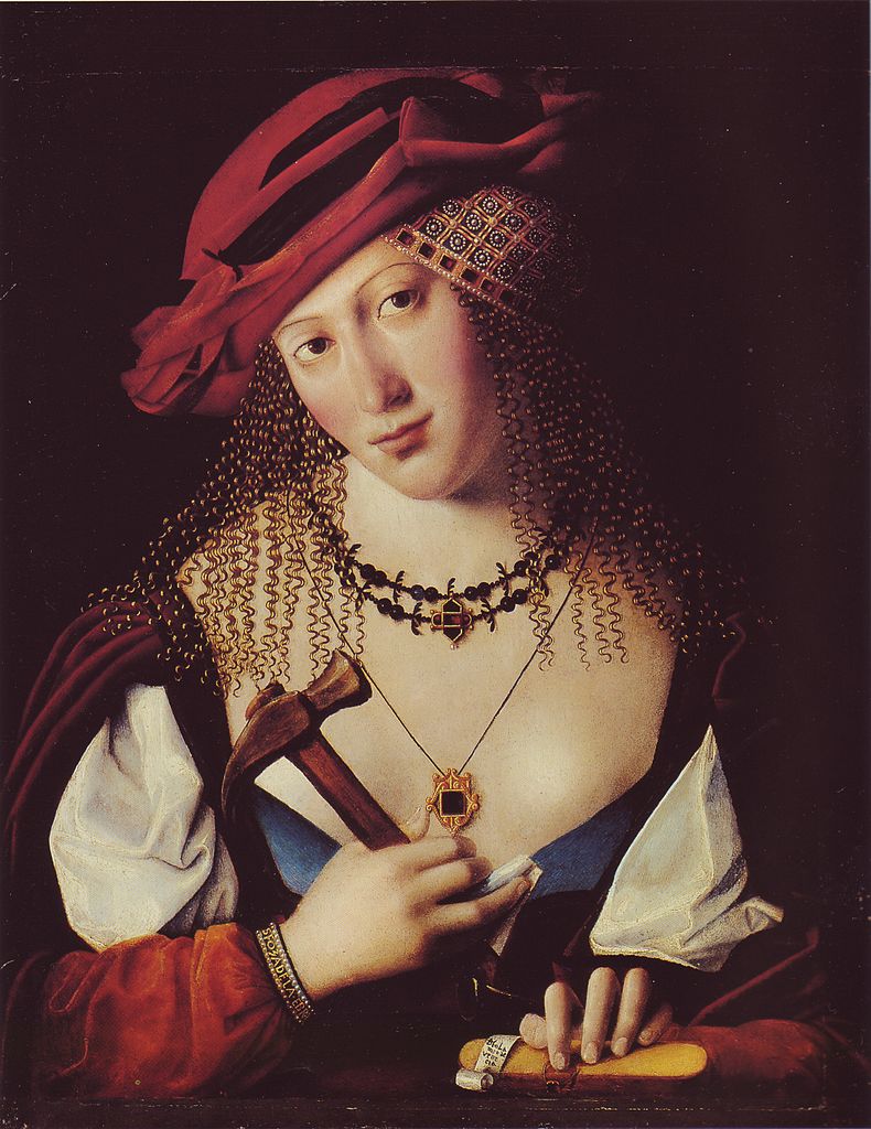 Jewish woman with tools, vintage artwork by Bartolomeo Veneto, A3 (16x12") Poster Print