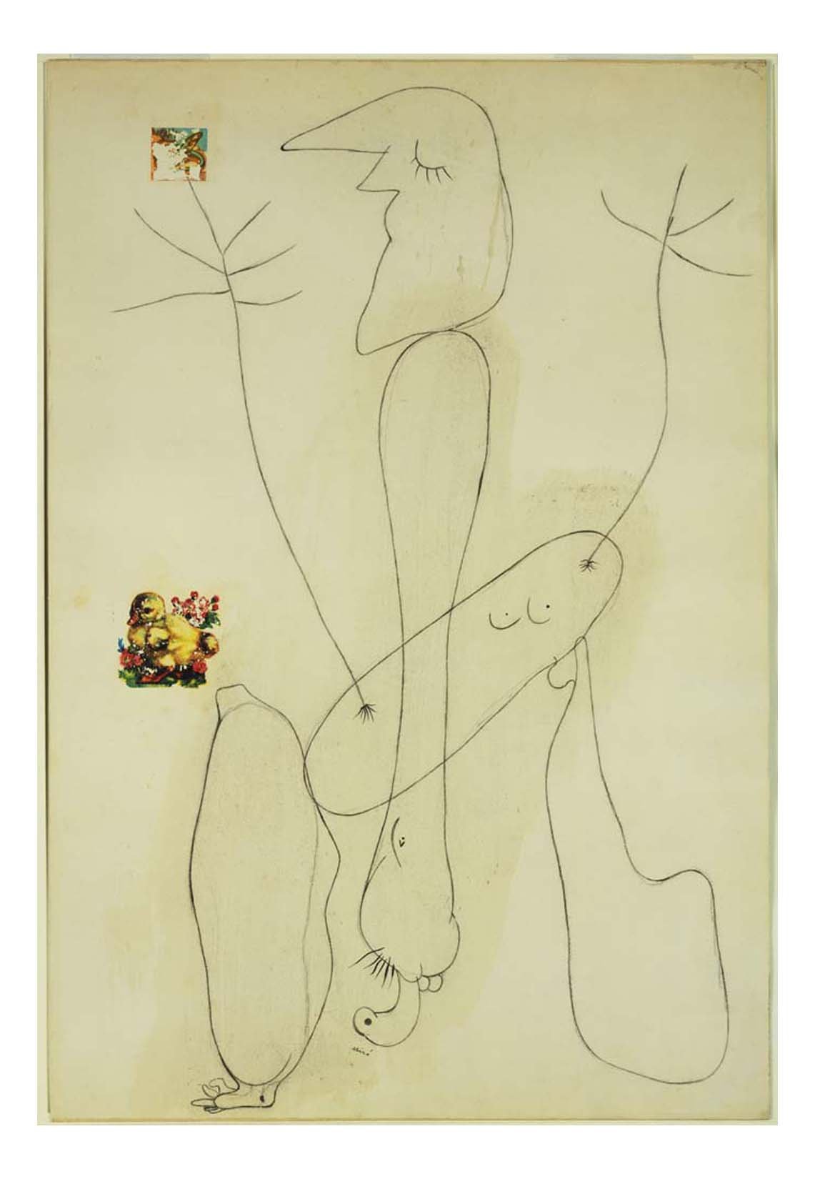 Joan Miro - Drawing - Collage, 16x12" (A3) Poster Print