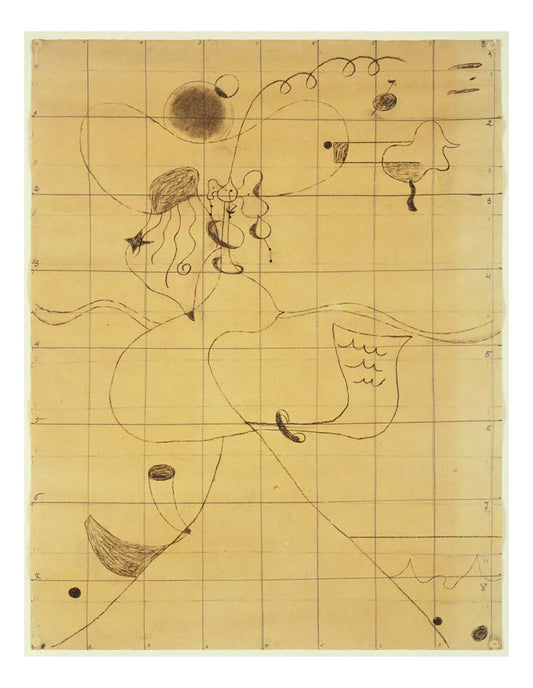 Joan Miro - Final study for Portrait of Mistress Mills in 1750, 16x12" (A3) Poster Print