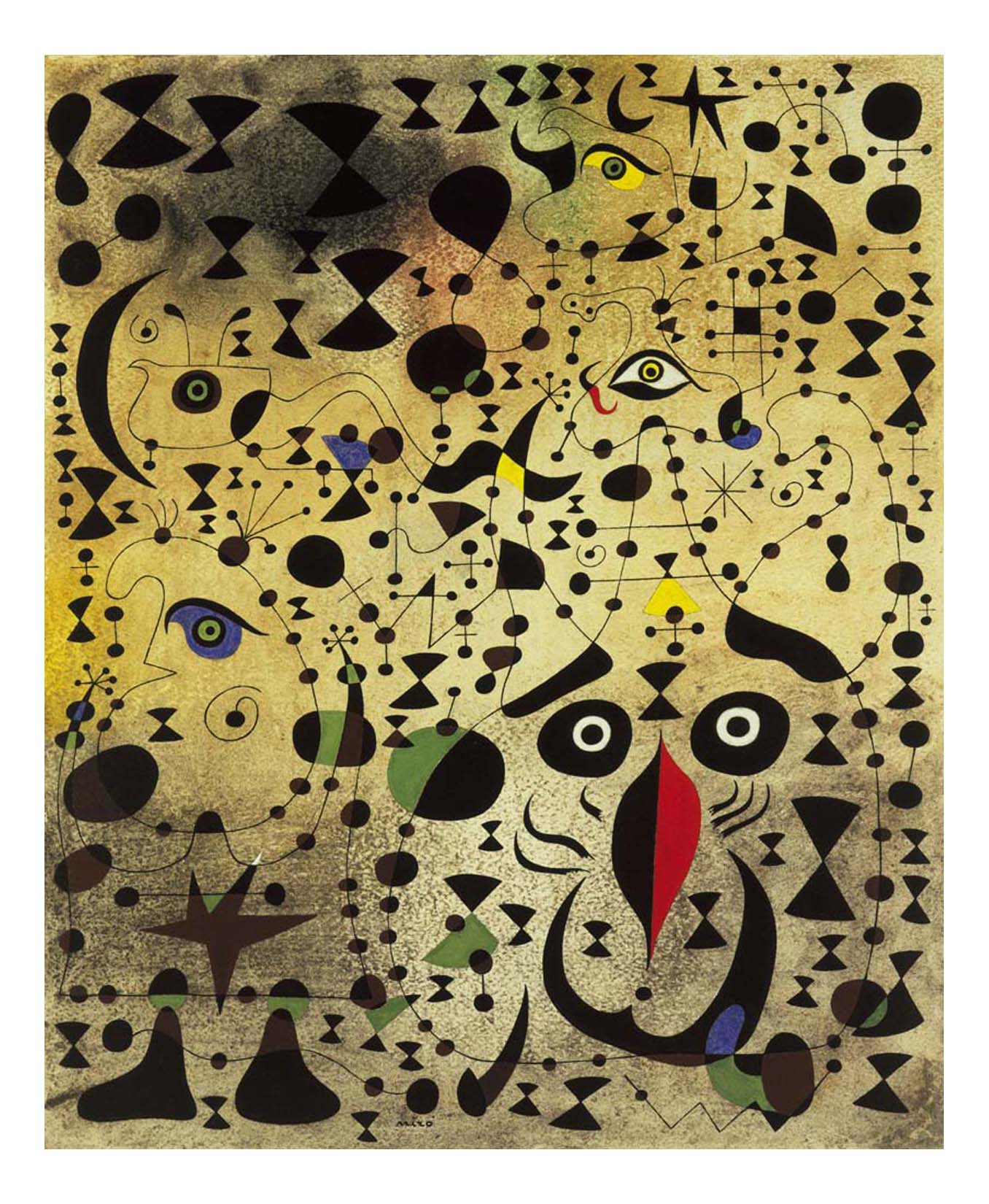 Joan Miro - The Beautiful Bird Revealing the Unknown to a Pair of Lovers, 16x12" (A3) Poster Print