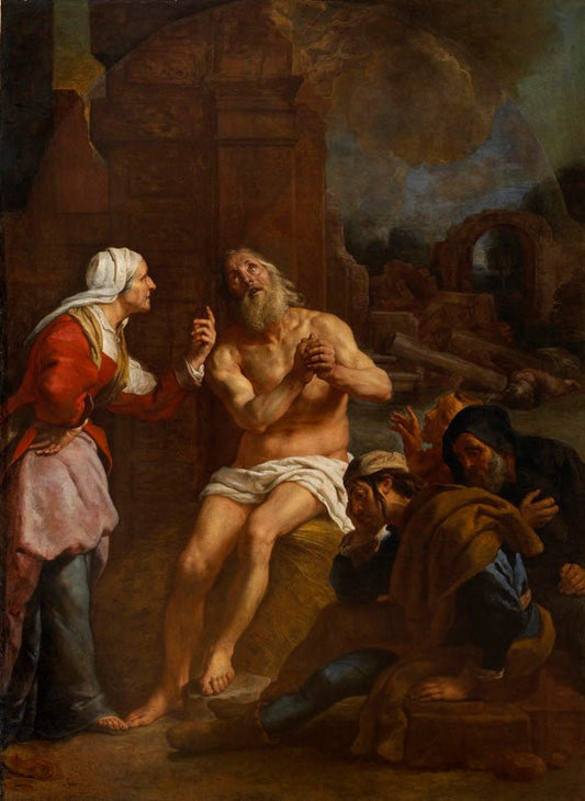 Job Tormented by  His Wife, vintage artwork by Gaspard de Crayer, 12x8" (A4) Poster