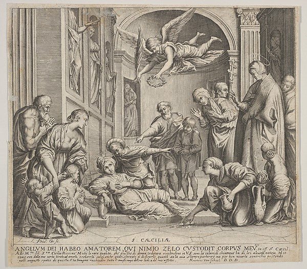 Johann Friedrich Greuter , After Domenichino :The death of St Cecilia c1640–60, vintage artwork, 16x12"(A3) Poster Print