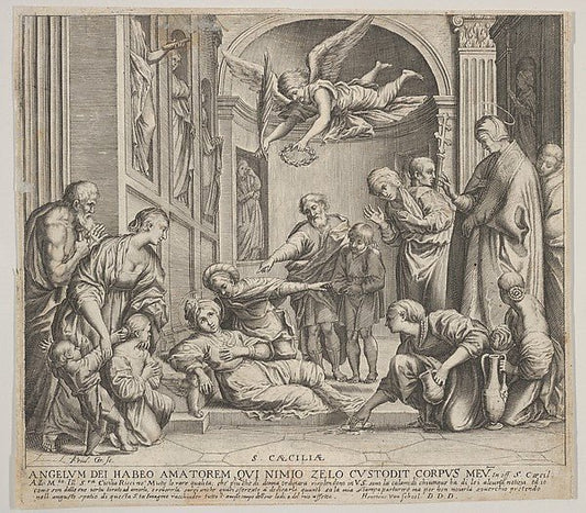 Johann Friedrich Greuter , After Domenichino :The death of St Cecilia c1640–60, vintage artwork, 16x12"(A3) Poster Print