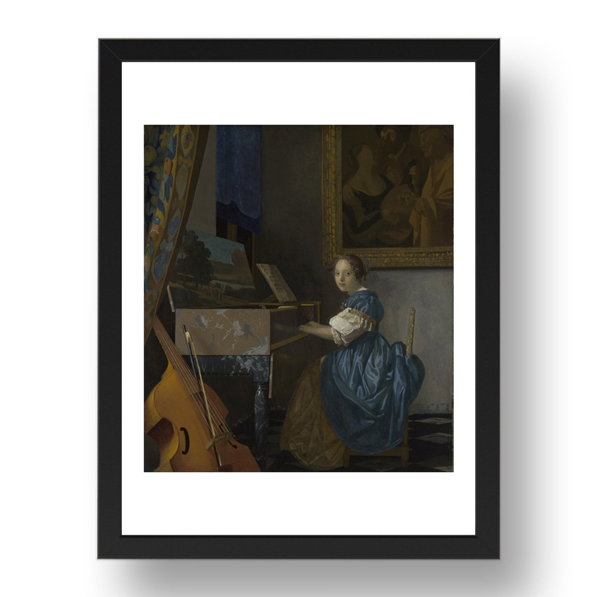 Johannes Vermeer: A Young Woman seated at a Virginal, Poster in 17x13"(A3) Frame