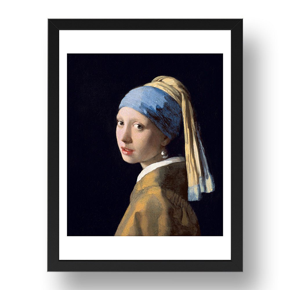 Johannes Vermeer - Girl With A Pearl Earring [1665], vintage artwork in A3 (17x13") Black Frame