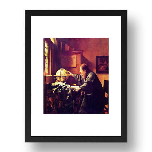 Johannes Vermeer - The Astronomer [1668], vintage artwork in A3 (17x13") Black Frame