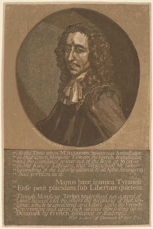 John Baptist Jackson after Justus van Verus:Algernon Sidney,16x12"(A3) Poster