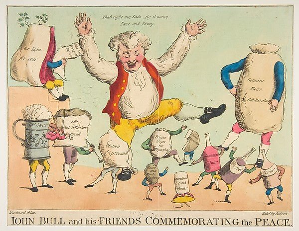 John Bull and His Friends Commemorating the Peace c1801-Piercy, vintage art, A3 (16x12") Poster Print