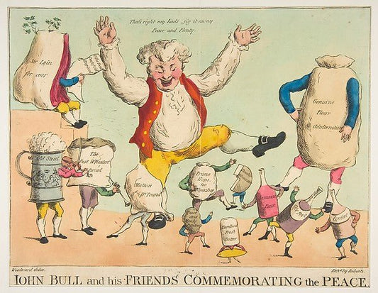 John Bull and His Friends Commemorating the Peace c1801-Piercy, vintage art, A3 (16x12") Poster Print