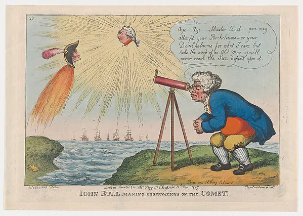 John Bull Making Observations on the Comet November 10, 1807-T, vintage art, A3 (16x12") Poster Print