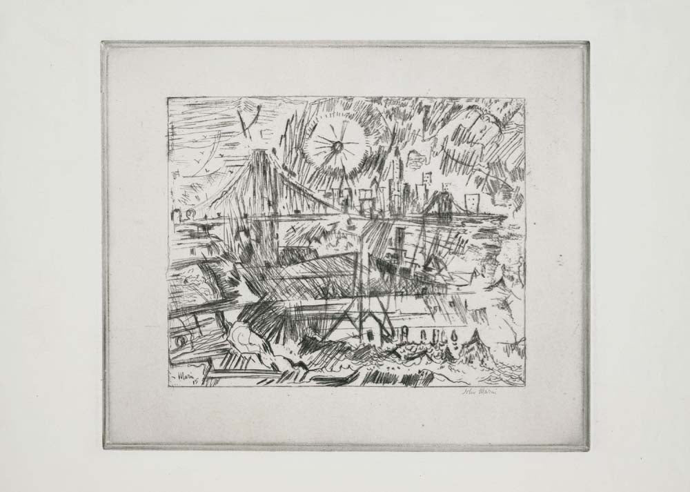 John Marin - Brooklyn Bridge from Brooklyn, vintage art, A3 (16x12")  Poster Print 