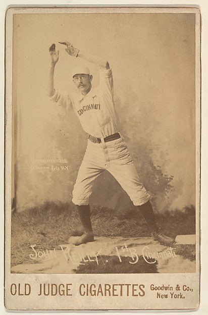 :John Reilly 1st Base Cincinnati from the series Old Judge Cigarettes 1887, vintage artwork, 16x12"(A3) Poster Print