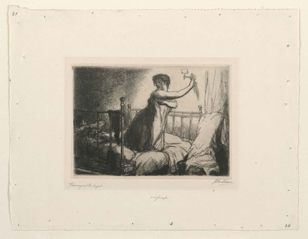 John Sloan - Turning Out the Light, NY City Life, vintage art, A3 (16x12")  Poster Print 