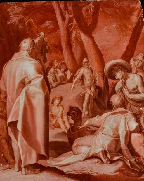 John the Baptist Preaching, vintage artwork by Abraham Bloemaert, 12x8" (A4) Poster
