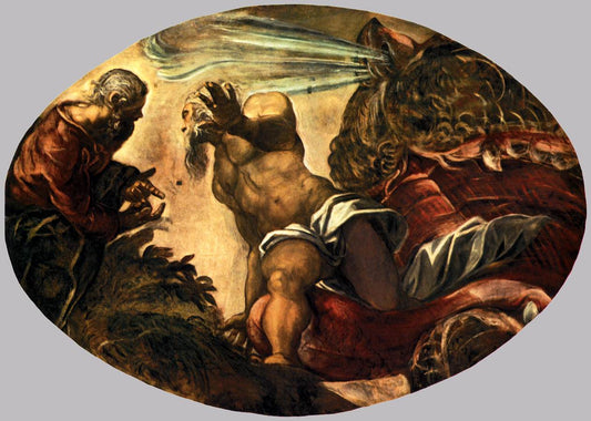 Jonah Leaves the Whale's Body, vintage artwork by Tintoretto, A3 (16x12") Poster Print