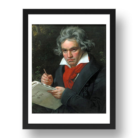 Joseph Karl Stieler - Ludwig van Beethoven {1820], vintage artwork in A3 (17x13") Black Frame