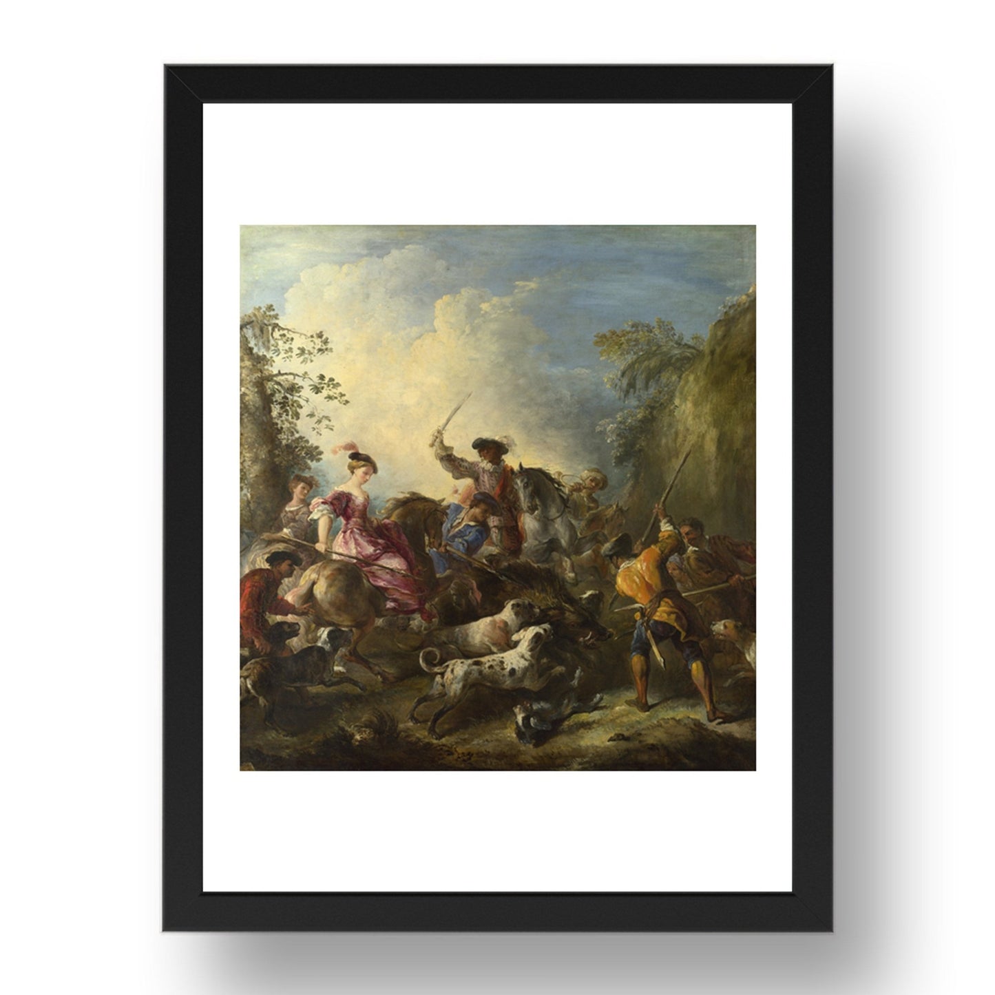 Joseph Parrocel: The Boar Hunt, Poster in 17x13"(A3) Frame