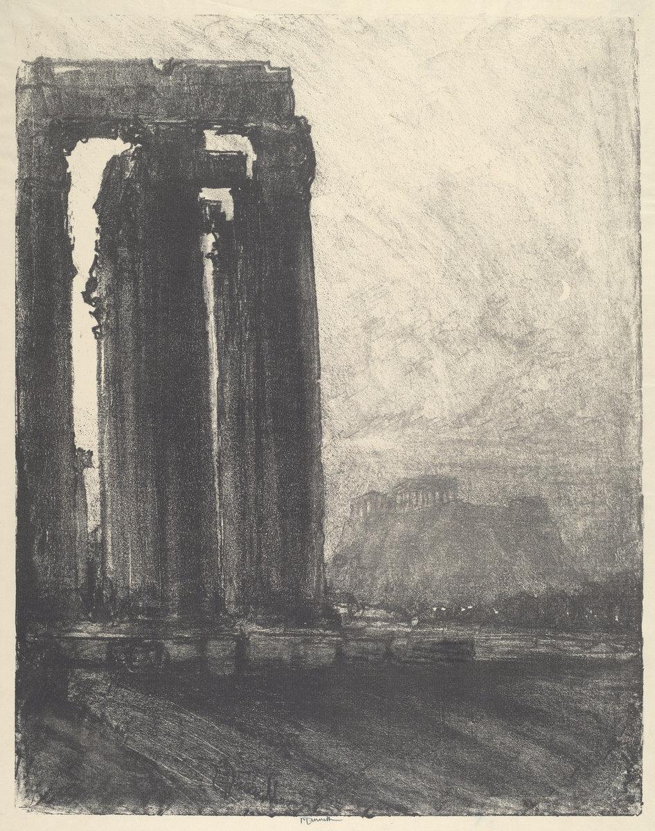 Joseph Pennell:Temple of Jupiter, Evening,16x12"(A3) Poster
