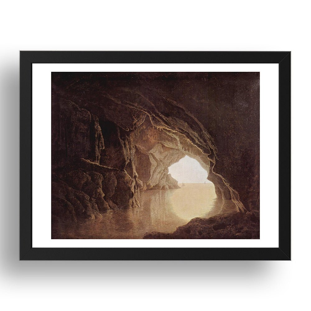 Joseph Wright - Cave At Evening [1774], vintage artwork in A3 (17x13") Black Frame