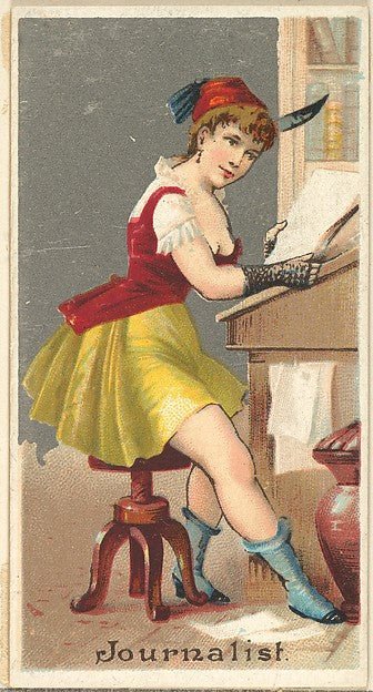 :Journalist from the Occupations for Women series for Old Judge and Dogs Head Cigarettes 1887, vintage artwork, 16x12"(A3) Poster Print