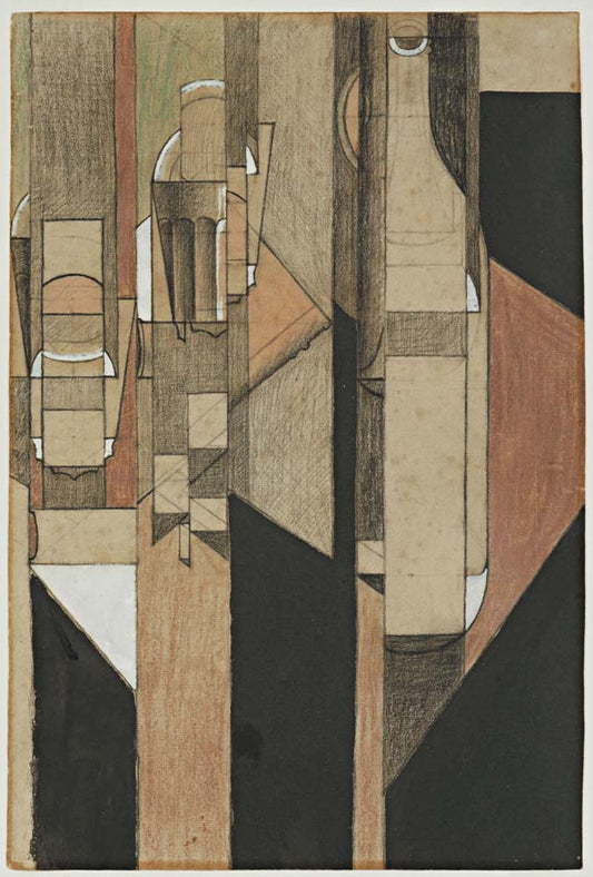 Juan Gris - Glass and Bottle, vintage art, modern poster print